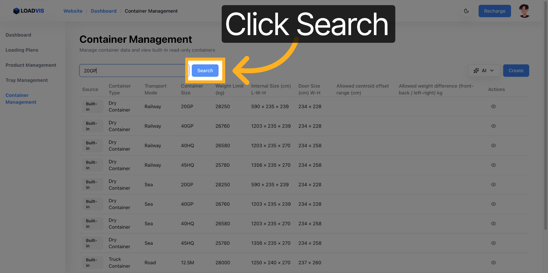 Execute Container Search
