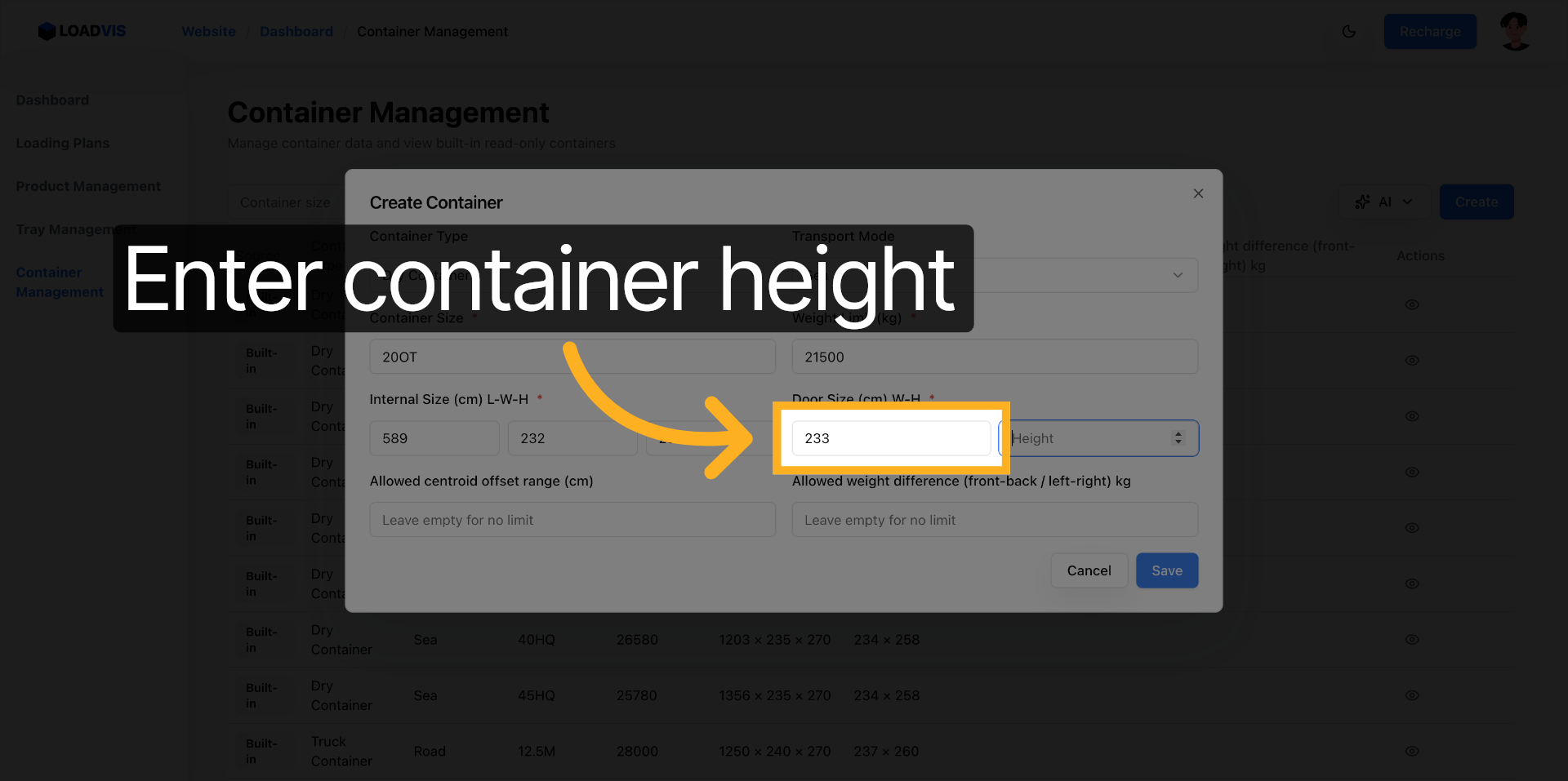 Enter Door Opening Height