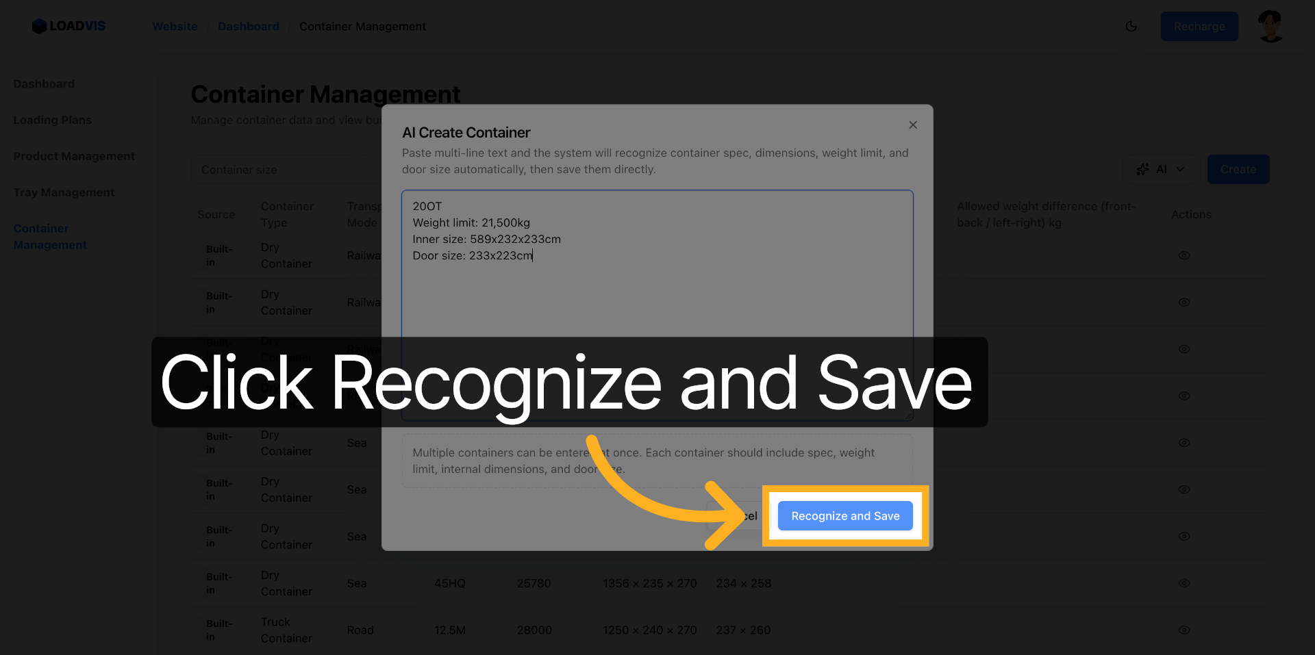 Recognize and Save Container Configuration