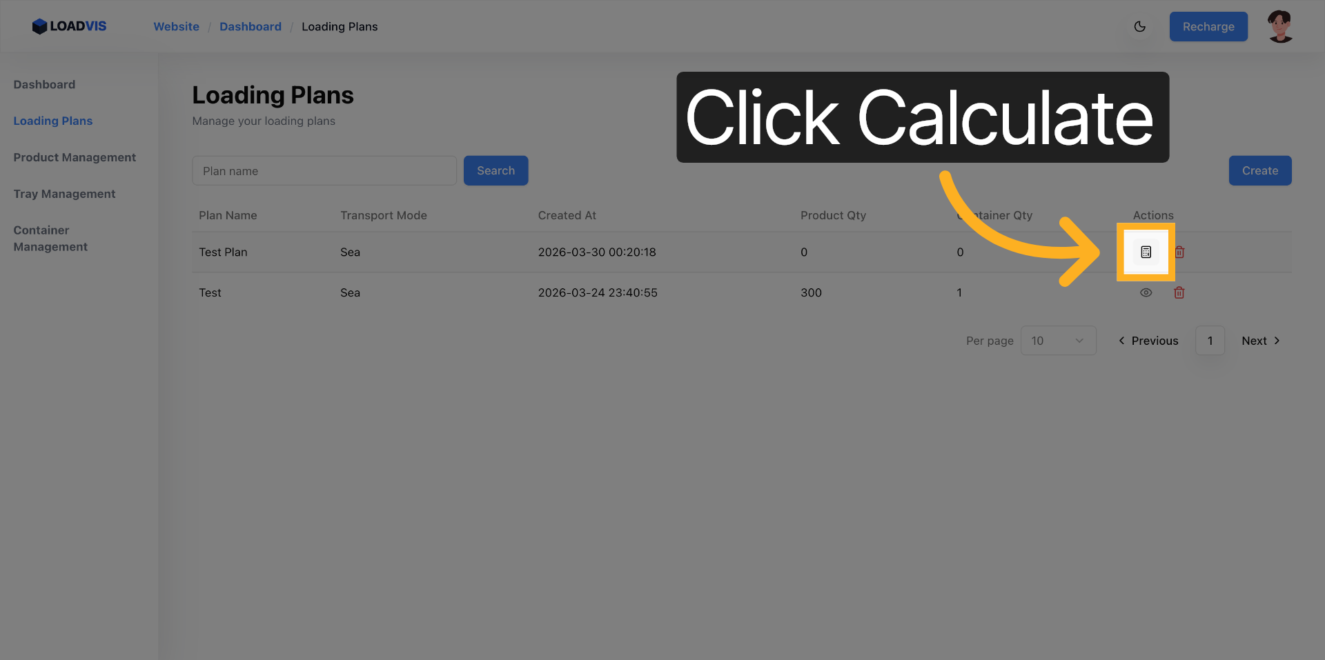 Интерфейс редактирования и добавления груза