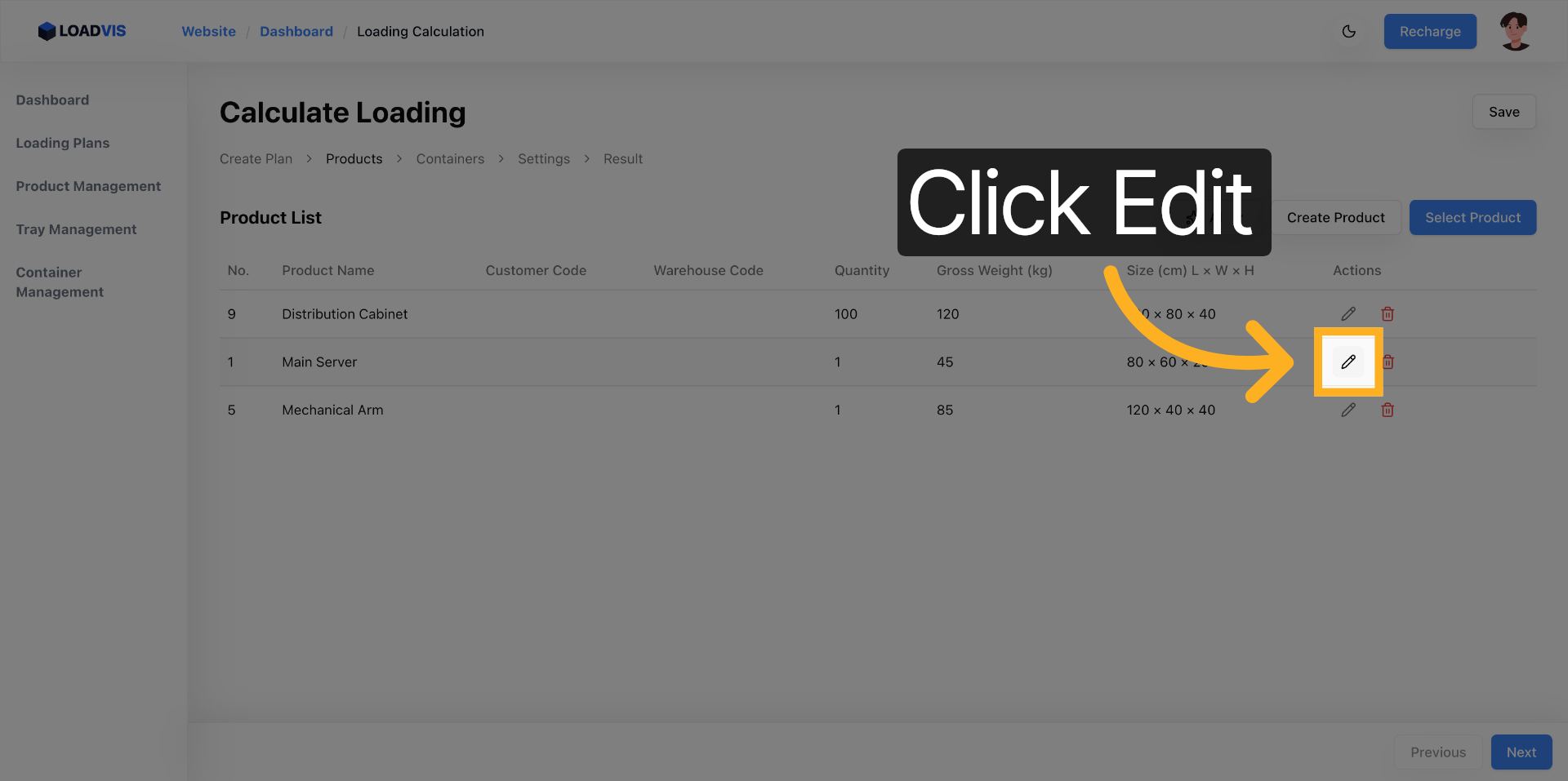 Campos editáveis ativos