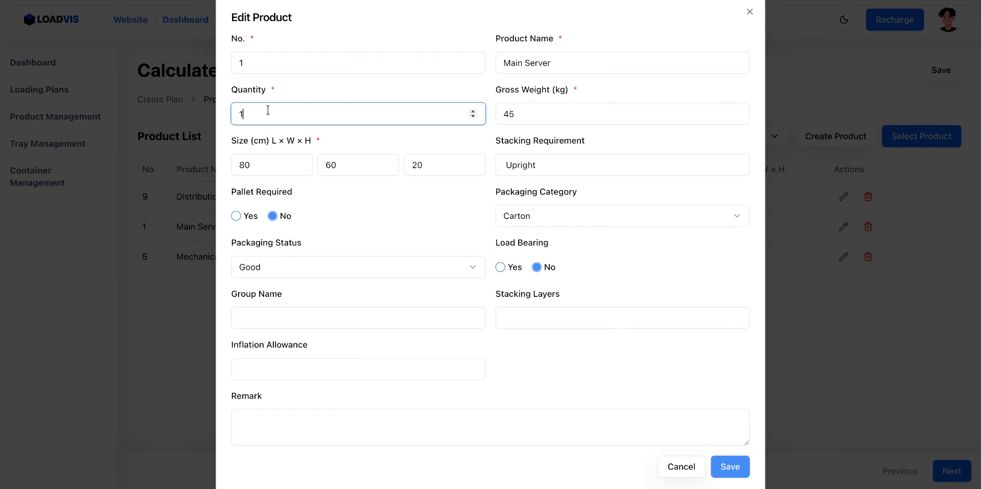 Inserção de 200 unidades