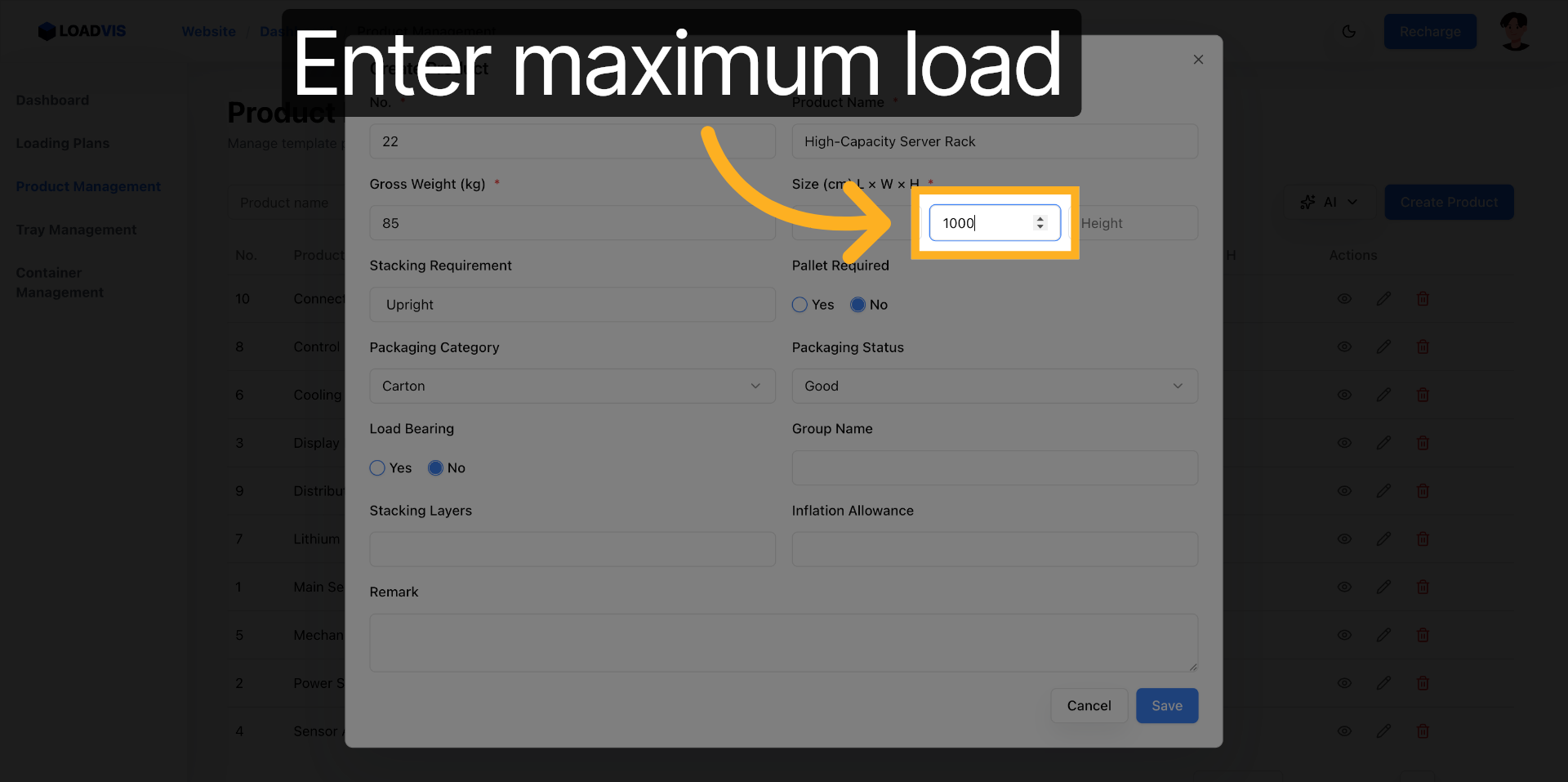 Set Load Capacity Parameters