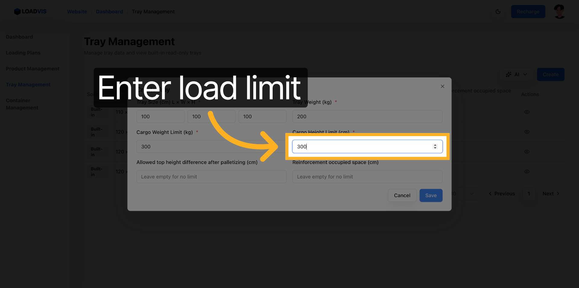 Confirm Load Limit Value